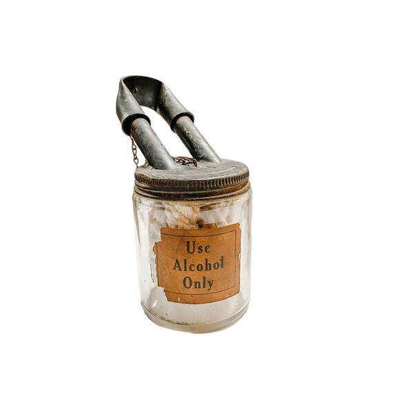 Antique Tube Double Wick Burner Glass Jar Oil Lamp - Picture 9 of 9